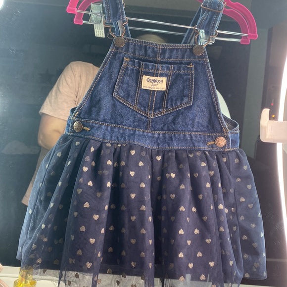OskKosh B'gosh 2T Denim Jumper with Navy & Gold tulle skirt! 💙💙 - Picture 5 of 12